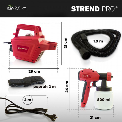 STREND PRO SG06-800 Univerzální stříkací pistole, elektrická, 550W, 800 ml