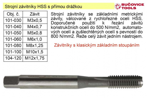 Strojní závitník M16x2,0 HSS přímá drážka klasický závit