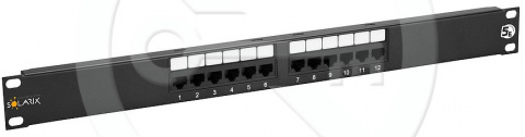 SX12-5E-UTP-BK - 19" patch panel, 1U, 12x RJ45 CAT5E UTP
