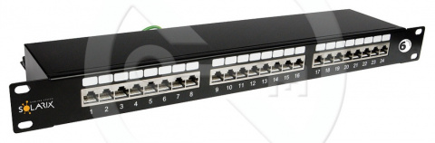 SX24-6-STP-BK - 19" patch panel, 1U, 24x RJ45 CAT6 STP