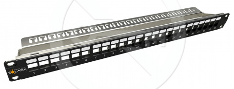 SX24M-0-STP-BK-UNI-N - 19" patch panel, 1U, 24 portů, neosazený