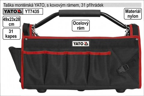 Taška  YATO montérská s 31 kapsami a kovovými madly