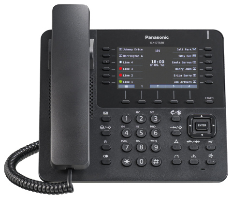Telefon digitální KX-DT680NE-B, velký barevný LCD, černý