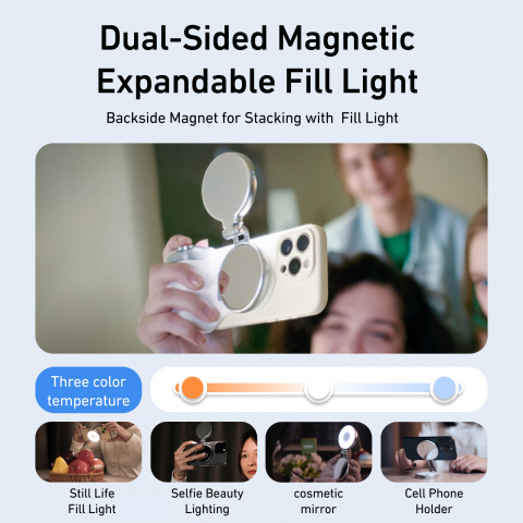 Telesin MagSafe Creator Grip Combo - držák telefonu s přísvitem a Bluetooth