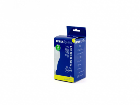 Tesla - LED žárovka BULB E27, 20W, 230V, 2500lm, 25 000h, 3000K teplá bílá 220st