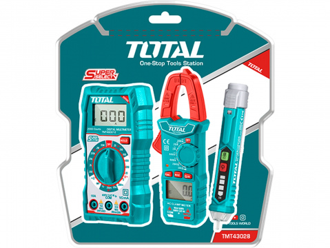 TOTAL Sada digitálního multimetru, multimetru klešťového a zkoušečky AC napětí, Total