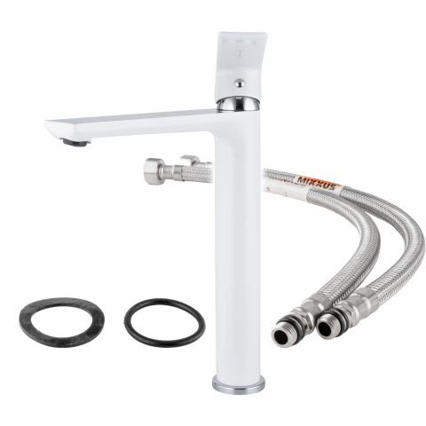 Umyvadlová baterie MIXXUS PREMIUM ALEX 001 HIGH (NUT) WHITE-CHROME, bílý-chrom | ALEX 001 HIGH (NUT) WHITE-CHROME