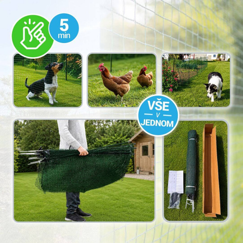 Univerzální zelená ohradníková síť, nevodivá FIX, délka 20 m, výška 80 cm