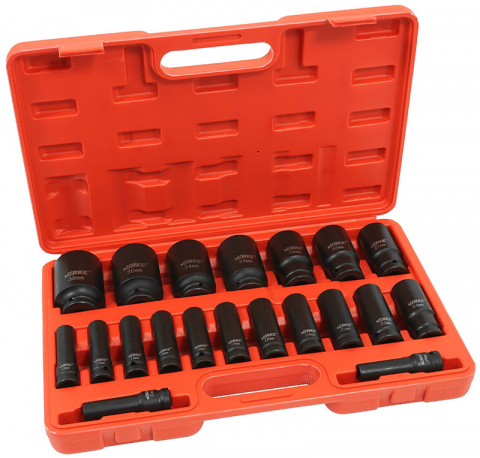 VERKE Gola ořechy šestihranné kované prodloužené 1/2" sada 20kusů 10-38mm V39468