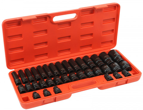 VERKE Gola ořechy šestihranné kované prodloužené a krátké 1/2" sada 35kusů 8-32mm V39469