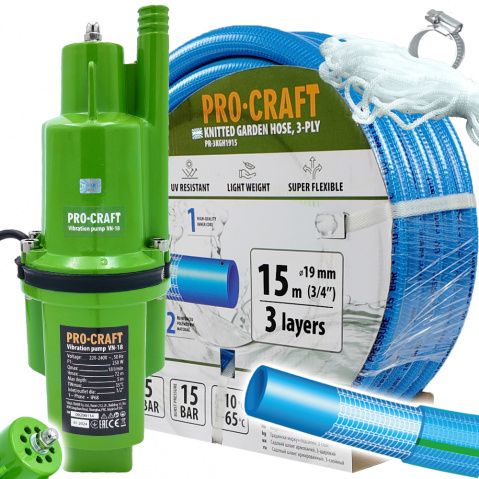 Vibrační čerpadlo Procraft VN-18 sada s hadicí 15m 3/4" PR-4GH1915 | SVN-18
