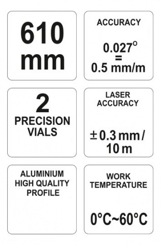 vodováha digitální 610 mm s laserem YATO YT-3040
