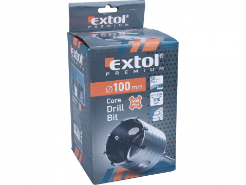 vrták SDS PLUS do zdi korunkový, Ř100mm, délka stopky 100mm, EXTOL PREMIUM