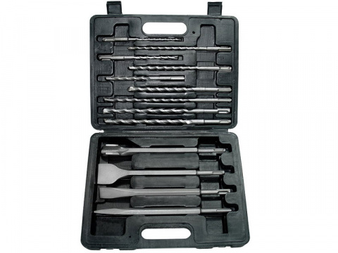 vrtáky a sekáče SDS PLUS, sada 13ks, 250mm:, plochý 20 a 40mm, špičatý, drážkovací, vrták