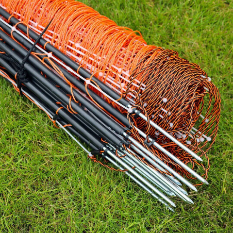Vyztužená oranžová síť STANDARD pro elektrický ohradník pro ovce, kozy, výška 90 cm, 50 m, 1 hrot