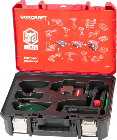 WORCRAFT CLL-S20Li Křížový laser 3D 360° zelený paprsek, samonivelační, 20V, bez baterie