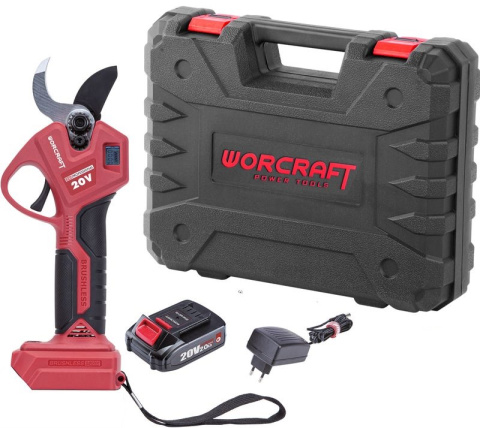 WORCRAFT Aku nůžky na větve a vinnou révu 20V CSC-S20LiBA + baterie 2.0Ah a nabíječka