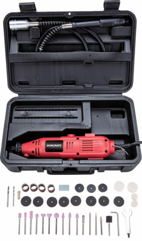 WORCRAFT Bruska přímá vysokoobrátková 135W s ohebným prodloužením, v kufru, EMG01-42