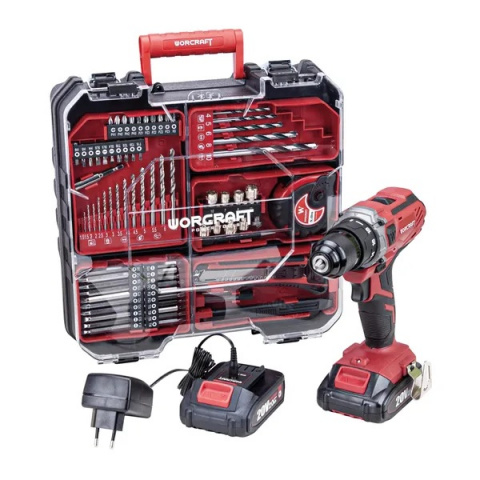 WORCRAFT CD-S20LiWT Aku vrtačka šroubovák 20V, 2x2.0Ah, ShareSYS + sada příslušenství