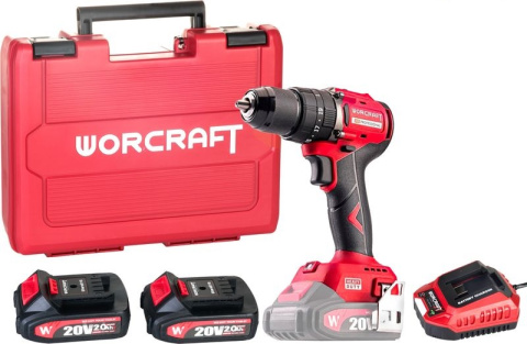 WORCRAFT CHD-S20LiBCM Aku vrtací šroubovák s příklepem 60Nm, 20V, bezuhlíkový, 2x2.0Ah