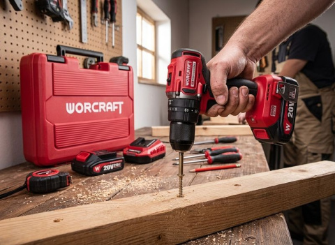 WORCRAFT CHD-S20LiBCM Aku vrtací šroubovák s příklepem 60Nm, 20V, bezuhlíkový, 2x2.0Ah