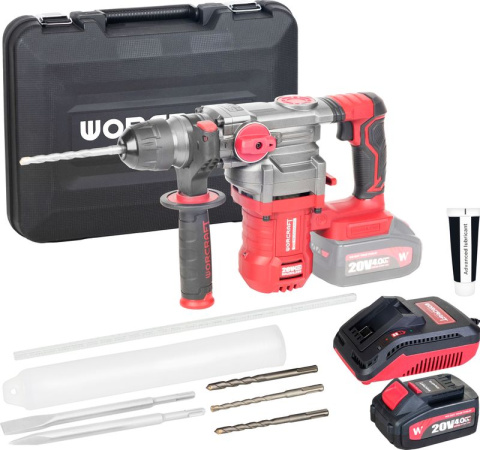 WORCRAFT CRH-S20LiBDM Aku vrtací kladivo SDS+, 4.5J, 20V, bezuhlíkové, bez nabíječky