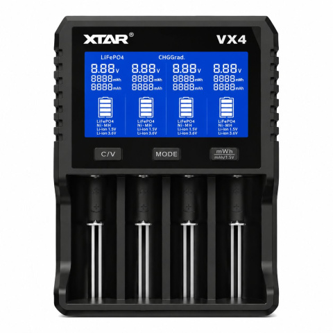XTAR VX4 nabíječka s LCD displejem 4 port, 18650 / 21700 / AA / AAA
