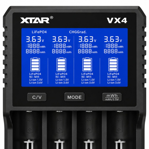 XTAR VX4 nabíječka s LCD displejem 4 port, 18650 / 21700 / AA / AAA