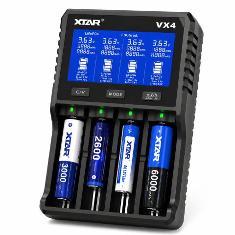 XTAR VX4 nabíječka s LCD displejem 4 port, 18650 / 21700 / AA / AAA