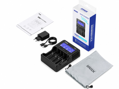 XTAR VX4 nabíječka s LCD displejem 4 port, 18650 / 21700 / AA / AAA