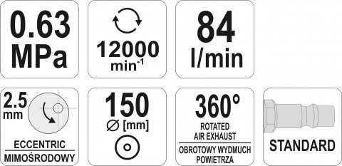 YATO Bruska excentrická pneumatická 2,5 mm YT-09739