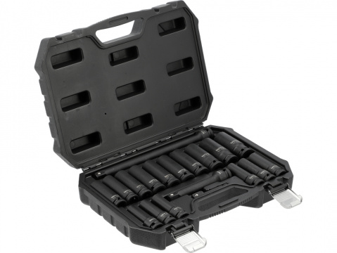 YATO Gola ořechy šestihranné kované prodloužené 1/2" sada 19 kusů 8-24mm + nástavce