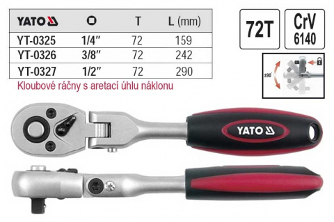 YATO Gola ráčna kloubová s páčkou 1/2" YT-0327