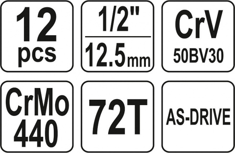 YATO Gola sada 1/2" 12 ks YT-38671