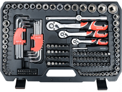 YATO Gola sada 1/2", 3/8", 1/4" + příslušenství 198 ks YT-38850