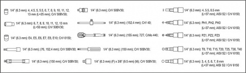 YATO Gola sada 1/4" 56 ks YT-14501