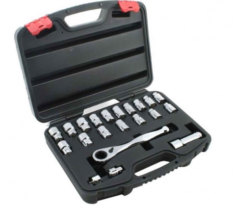 YATO Gola sada 1/4" a 1/2" průchozí ráčna a ořechy metrické 10-19mm, palcové 3/8"-3/4"