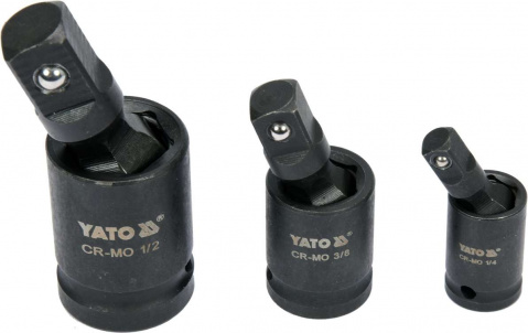 YATO Klouby na golu sada 3ks 1/4" 3/8" 1/2" kované CrMo