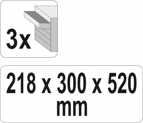 YATO Kufr, skříňka na nářadí 520 x 300 x 218 mm, 3 zásuvky YT-08873