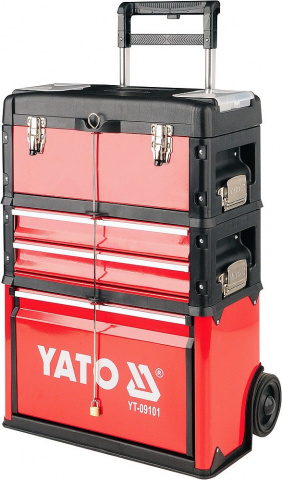 YATO Kufr vozík na nářadí 3 sekce 2 zásuvky YT-09101