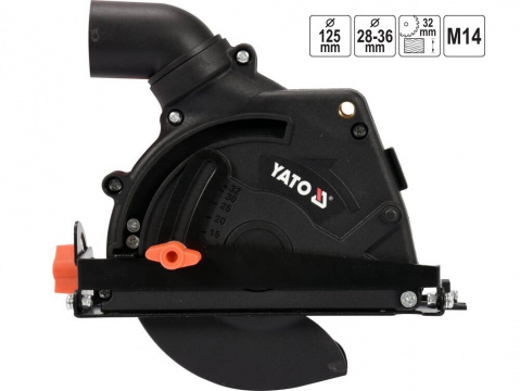 YATO Odsávací kryt na úhlovou brusku 125mm, na řezání, s nastavením úhlu
