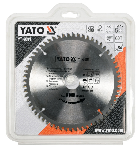 YATO Pilový kotouč na hliník 200x30mm 60 zubů YT-6091