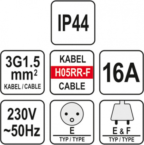 YATO Prodlužovací kabel 40m, 230V 3x1,5mm, gumová izolace, 1 zásuvka YT-81024
