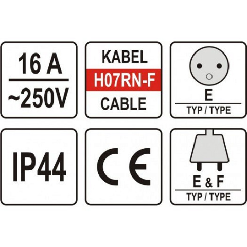 YATO Prodlužovací kabel 40m, 230V 3x2,5mm, gumová izolace, 1 zásuvka YT-8103
