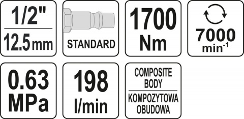 YATO Rázový utahovák 1700Nm 1/2" YT-09544