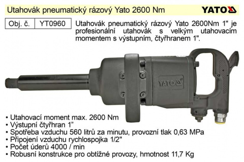 YATO Rázový utahovák Yato 2600 Nm 1"  YT-0960