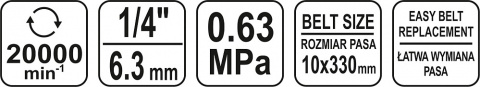 YATO Vzduchová pásová bruska 10x330mm, pneumatický pilník