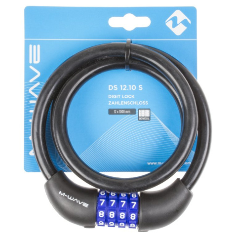 zámek  M-Wave 12x1000mm silikonový kodový černý