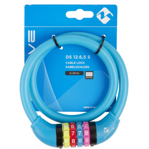 zámek  M-Wave 12x650mm kódový Security silicon modrý