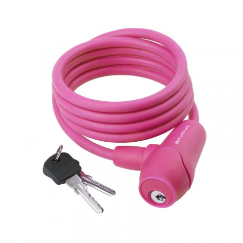 zámek  M-Wave 8x1500mm silikonový růžový